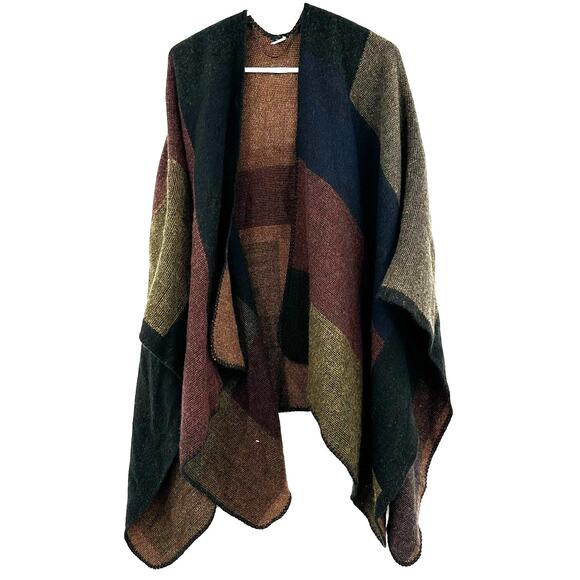 Apartment 9 One Size‎ Sweater Brown Dark Neutrals Open Front Heavy Knit Shawl - Picture 1 of 6